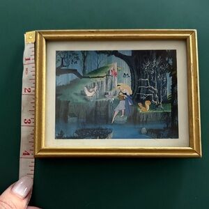 Disney Gold-Framed Blue and Green Sleeping Beauty Scene Print